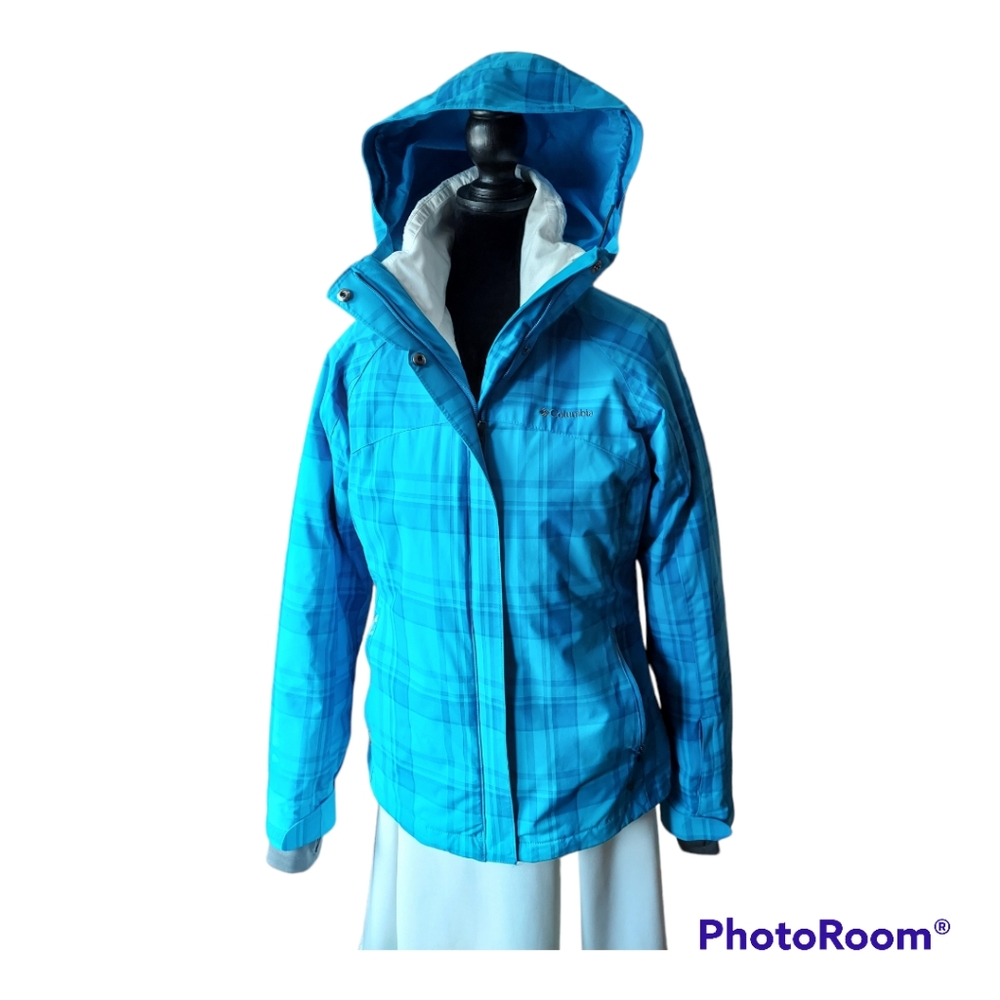 Columbia Interchange 2-in-1 Ski/Snow Jacket Compass Blue Plaid - S